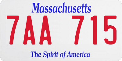 MA license plate 7AA715