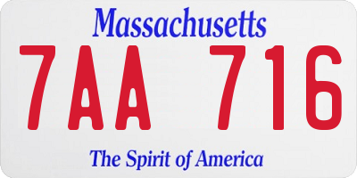 MA license plate 7AA716