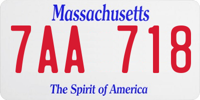 MA license plate 7AA718