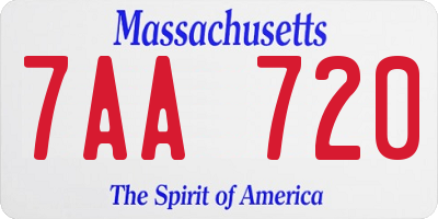 MA license plate 7AA720