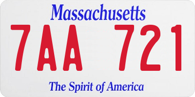 MA license plate 7AA721
