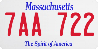 MA license plate 7AA722