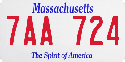 MA license plate 7AA724