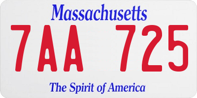 MA license plate 7AA725