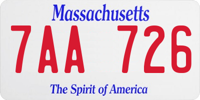 MA license plate 7AA726