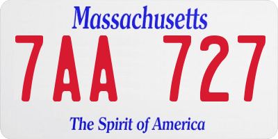 MA license plate 7AA727