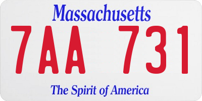 MA license plate 7AA731