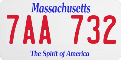 MA license plate 7AA732