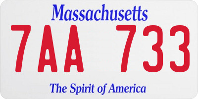 MA license plate 7AA733