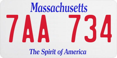 MA license plate 7AA734