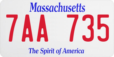 MA license plate 7AA735
