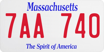 MA license plate 7AA740