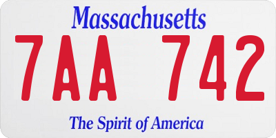 MA license plate 7AA742