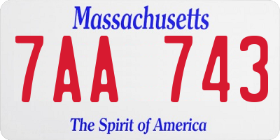 MA license plate 7AA743