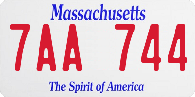 MA license plate 7AA744