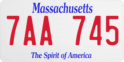 MA license plate 7AA745