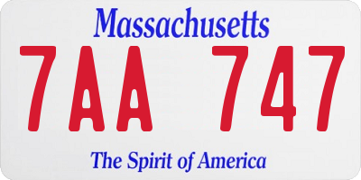 MA license plate 7AA747