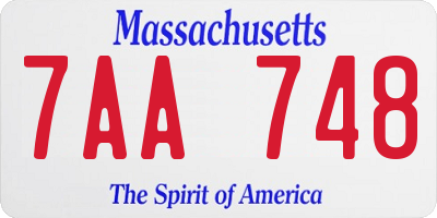 MA license plate 7AA748