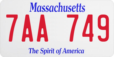 MA license plate 7AA749
