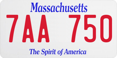 MA license plate 7AA750
