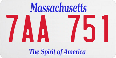 MA license plate 7AA751