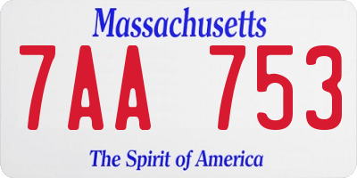 MA license plate 7AA753