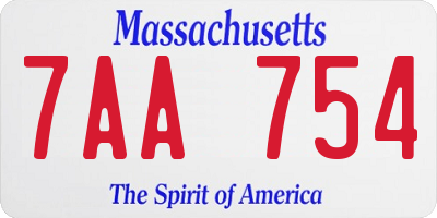 MA license plate 7AA754