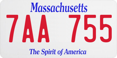 MA license plate 7AA755