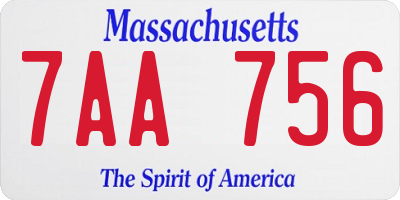 MA license plate 7AA756