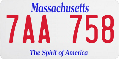 MA license plate 7AA758