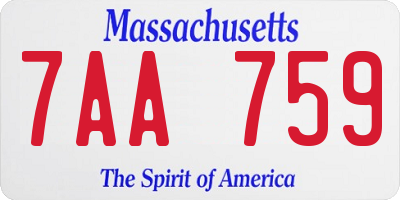 MA license plate 7AA759