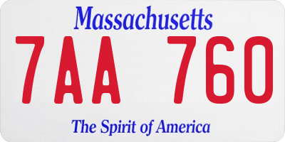 MA license plate 7AA760