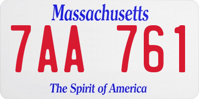MA license plate 7AA761