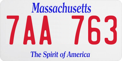 MA license plate 7AA763