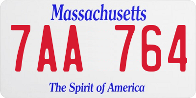 MA license plate 7AA764