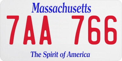 MA license plate 7AA766