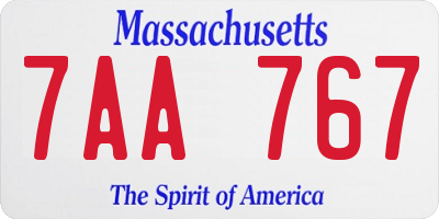 MA license plate 7AA767