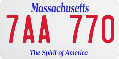 MA license plate 7AA770