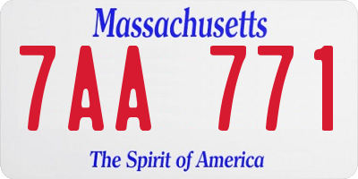 MA license plate 7AA771
