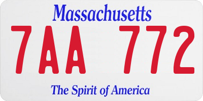 MA license plate 7AA772