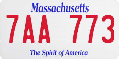 MA license plate 7AA773