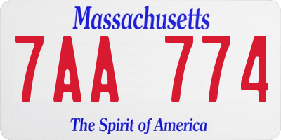MA license plate 7AA774