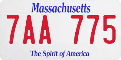 MA license plate 7AA775