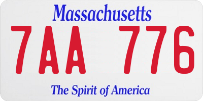 MA license plate 7AA776