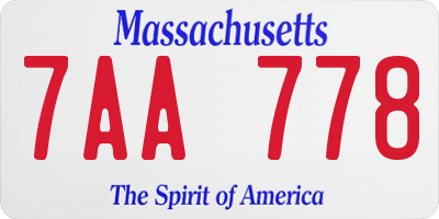MA license plate 7AA778