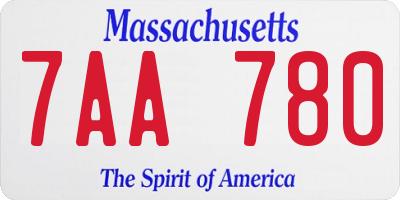 MA license plate 7AA780