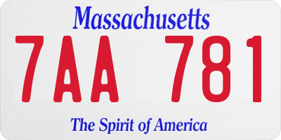 MA license plate 7AA781