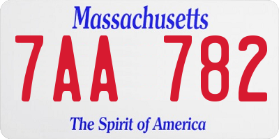 MA license plate 7AA782