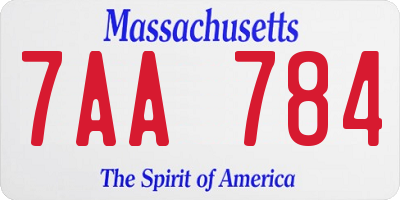 MA license plate 7AA784