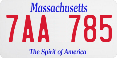 MA license plate 7AA785